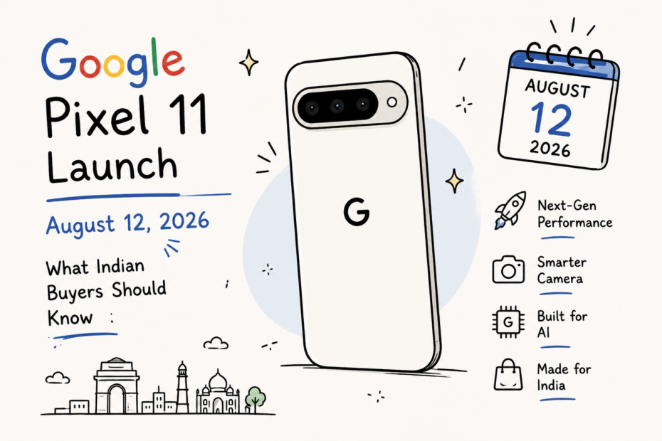 Illustration of the Google Pixel 11 launch in India on August 12, 2026.