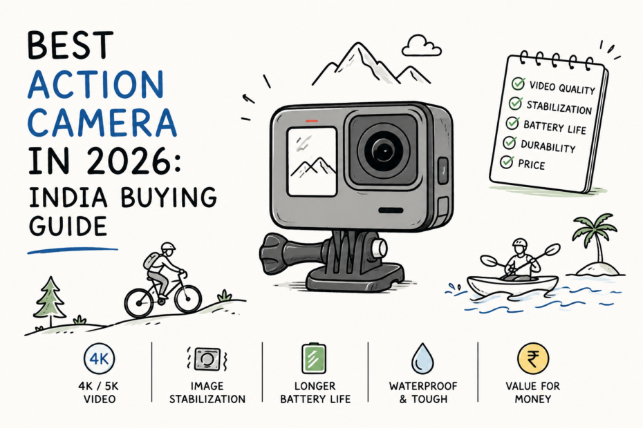 Action camera comparison illustration for Indian buyers in 2026.
