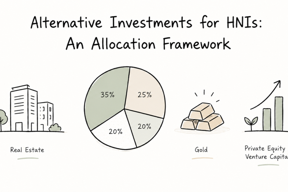 Illustration of an HNI portfolio allocation framework for alternative investments.