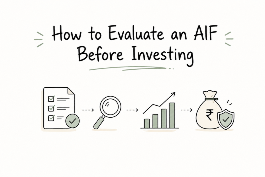 Illustration of a 15-point due-diligence checklist for evaluating an AIF before investing.